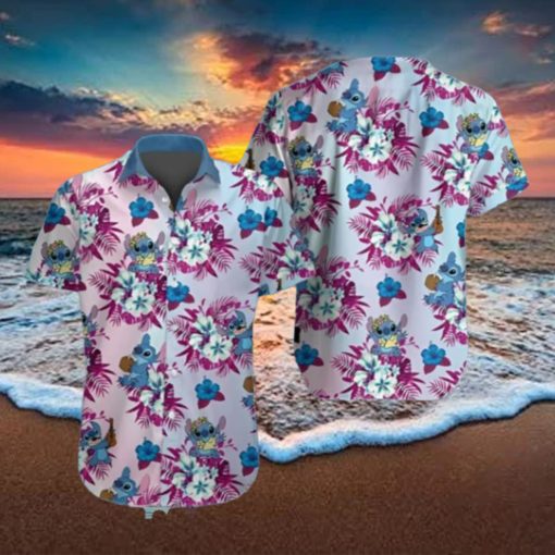 Stitch Hawaiian Shirt Blue Dog Alien Button Up Hawaii Shirt