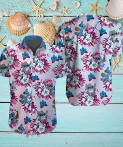 Stitch Hawaiian Shirt Blue Dog Alien Button Up Hawaii Shirt
