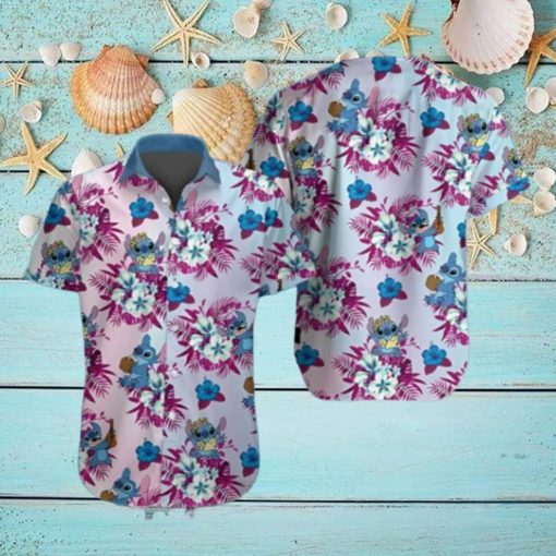 Stitch Hawaiian Shirt Blue Dog Alien Button Up Hawaii Shirt
