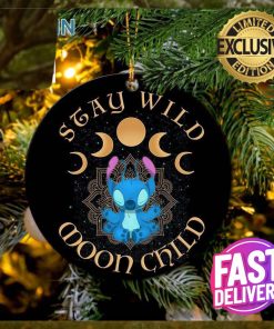 Stitch Stay Wild Moon Child Ceramic Xmas Custom Name Tree Decorations Ornament