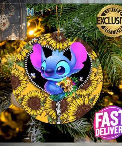 Stitch Sunflower Zipper Ceramic Xmas Custom Name Tree Decorations Ornament
