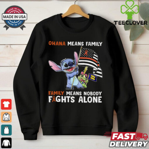 Stitch Waving Flag Ohana Means Family Family Means Nobody Fights Alone Multiple Sclerosis Awareness T Shirt