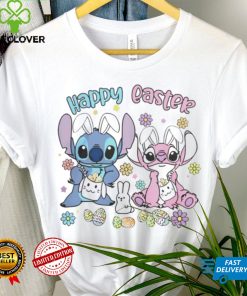 Stitch and Angel happy easter bunny 2024 shirt