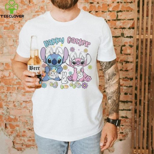 Stitch and Angel happy easter bunny 2024 shirt