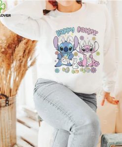 Stitch and Angel happy easter bunny 2024 shirt