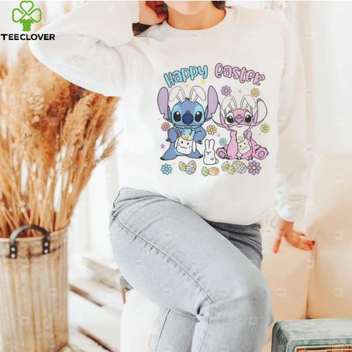 Stitch and Angel happy easter bunny 2024 shirt