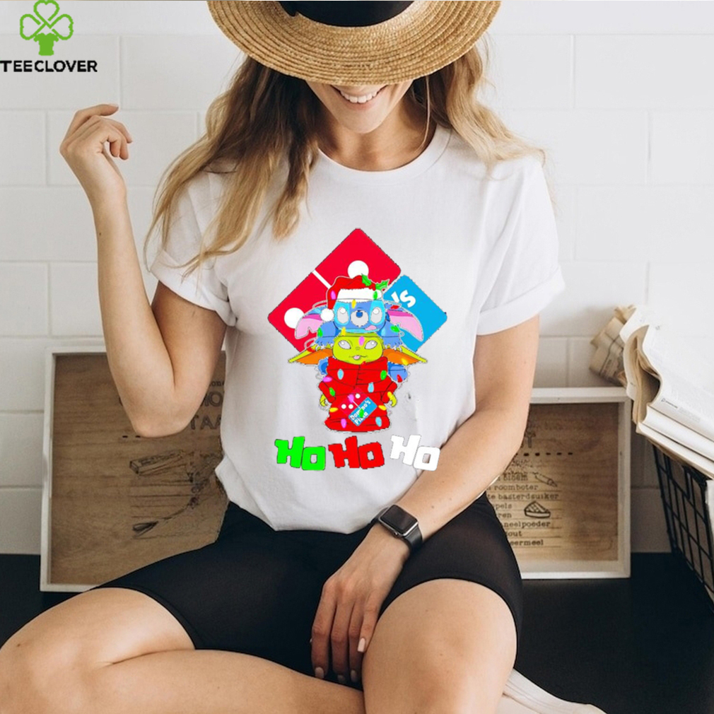 Stitch and baby Yoda Domino’s Pizza ho ho ho Christmas shirt