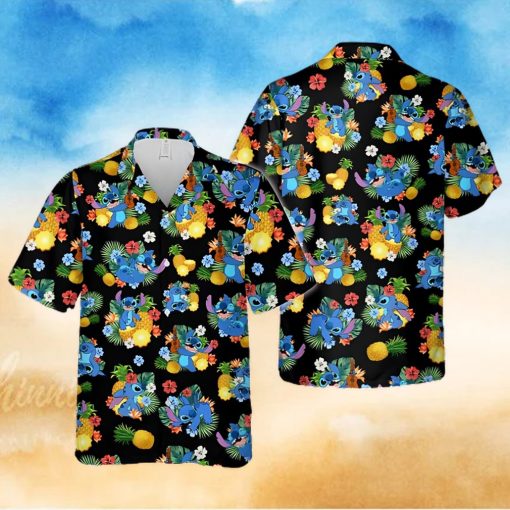 Stitch hawaiian shirt Disney Hawaiian Shirt Stitchh Guitar Tropical Beach Short Sleeve Shirts
