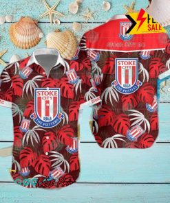 Stoke City FC Big Logo Tropical Leaves Hawaiian Shirt And Shorts