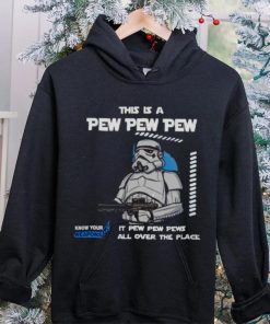 Stormtrooper this is a pew pew pew it pew pew pews all over the place know your weapons shirt