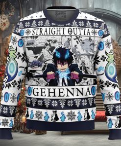 Straight Outta Gehenna Blue Exorcist Ugly Christmas Sweater