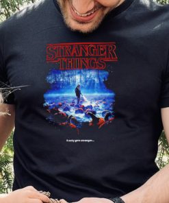 Stranger Things Jim Hopper looking over a pumpkin patch with his flashlight shirt