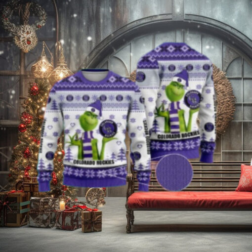 Striped Grinch Colorado Rockies Ugly Sweater Purple Edition