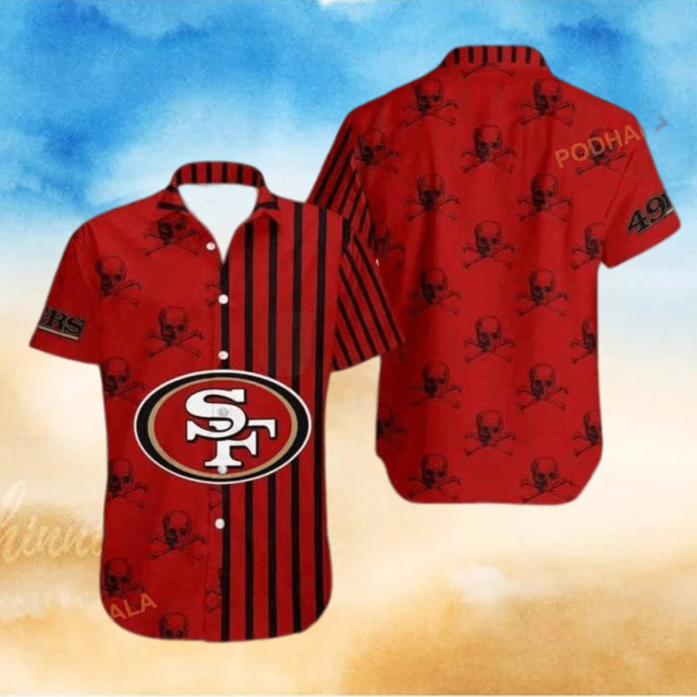 Stripes And Skull NFL San Francisco 49ers Funny Hawaiian Shirt Stripes And Skull NFL San Francisco 49ers Funny Hawaiian Shirt