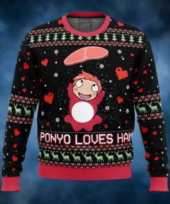Studio Ghibli Ponyo Loves Ham Miyazaki Ugly Christmas Sweater