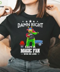 Stuff the Magic Dragon mascot damn right I am a Magic fan win or lose hoodie, sweater, longsleeve, shirt v-neck, t-shirt