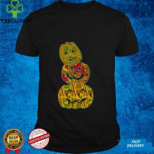 Stumbling Stacked Pumpkins Kente African Print Halloween T Shirt 2