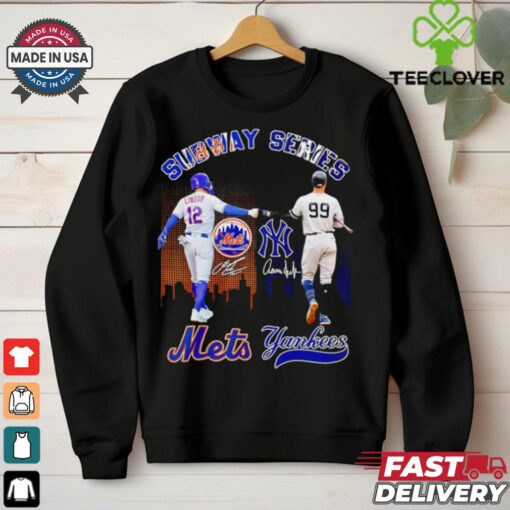 Subway Series New York Mets Lindor and Yankees Juan skyline hoodie, sweater, longsleeve, shirt v-neck, t-shirt