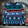 Custom Funny Christmas Holiday Santa Riding Sharks Ugly Sweater