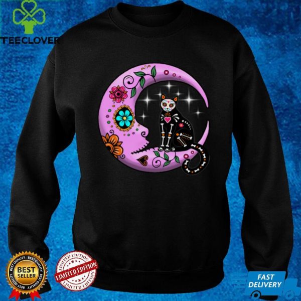 Sugar Skull Cat & Moon Funny Dia de Los Muertos Day Of Dead Sweathoodie, sweater, longsleeve, shirt v-neck, t-shirt