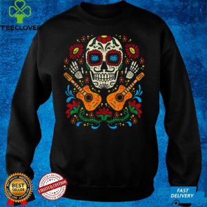 Sugar Skull Flowers Guitar Dia De Muertos Mexican Halloween Shirt