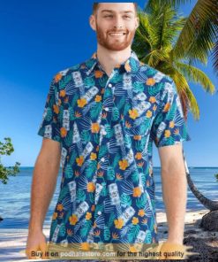 Summer Aloha Busch Light Funny Hawaiian Shirt Palm Leaves Pattern Beach Gift