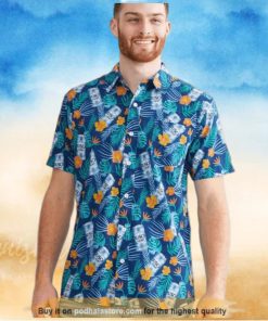 Summer Aloha Busch Light Funny Hawaiian Shirt Palm Leaves Pattern Beach Gift