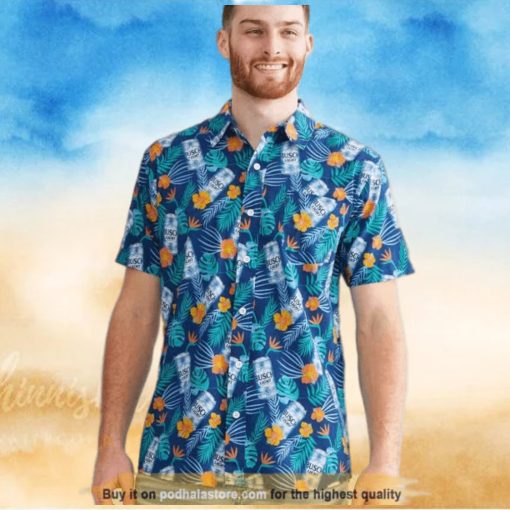 Summer Aloha Busch Light Funny Hawaiian Shirt Palm Leaves Pattern Beach Gift