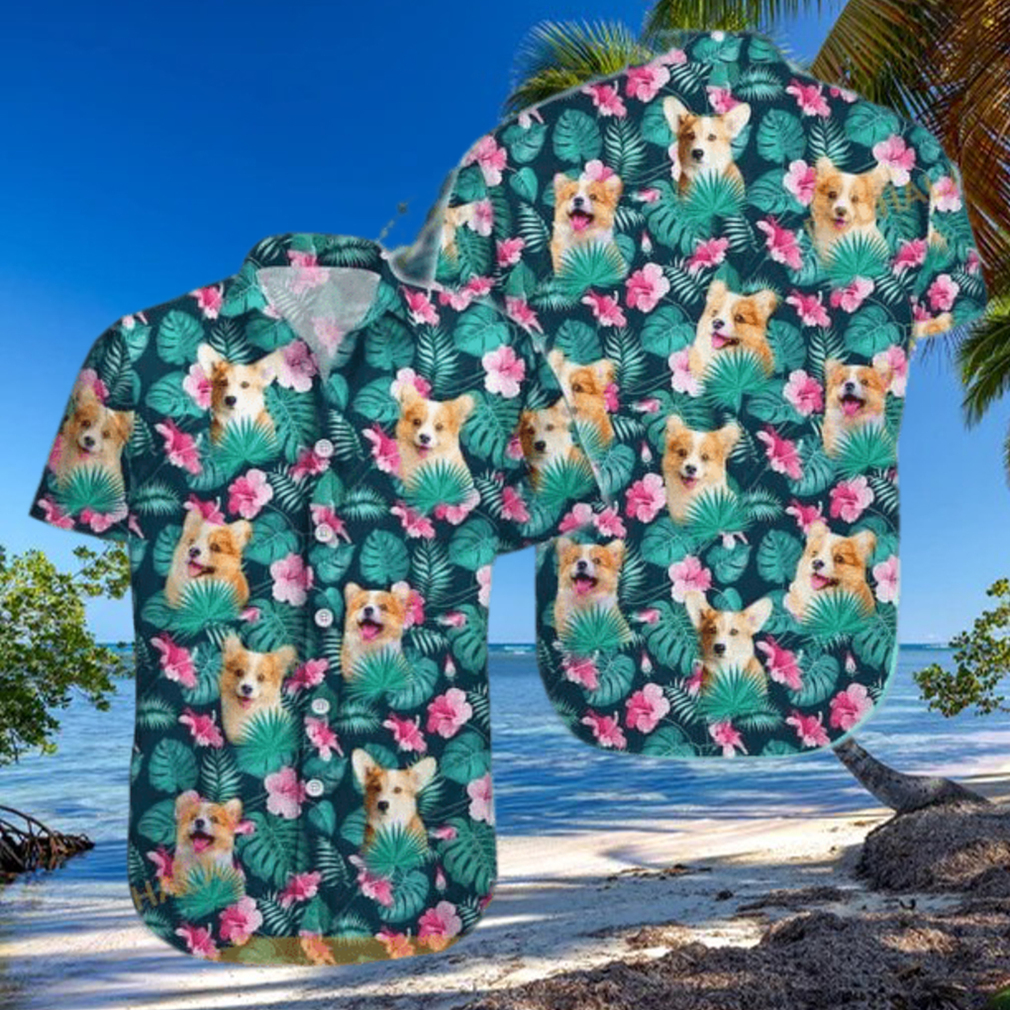 Summer Aloha Corgi Funny Hawaiian Shirt Palm Leaves Pattern Summer Aloha Corgi Funny Hawaiian Shirt Palm Leaves Pattern