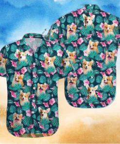 Summer Aloha Corgi Funny Hawaiian Shirt Palm Leaves Pattern