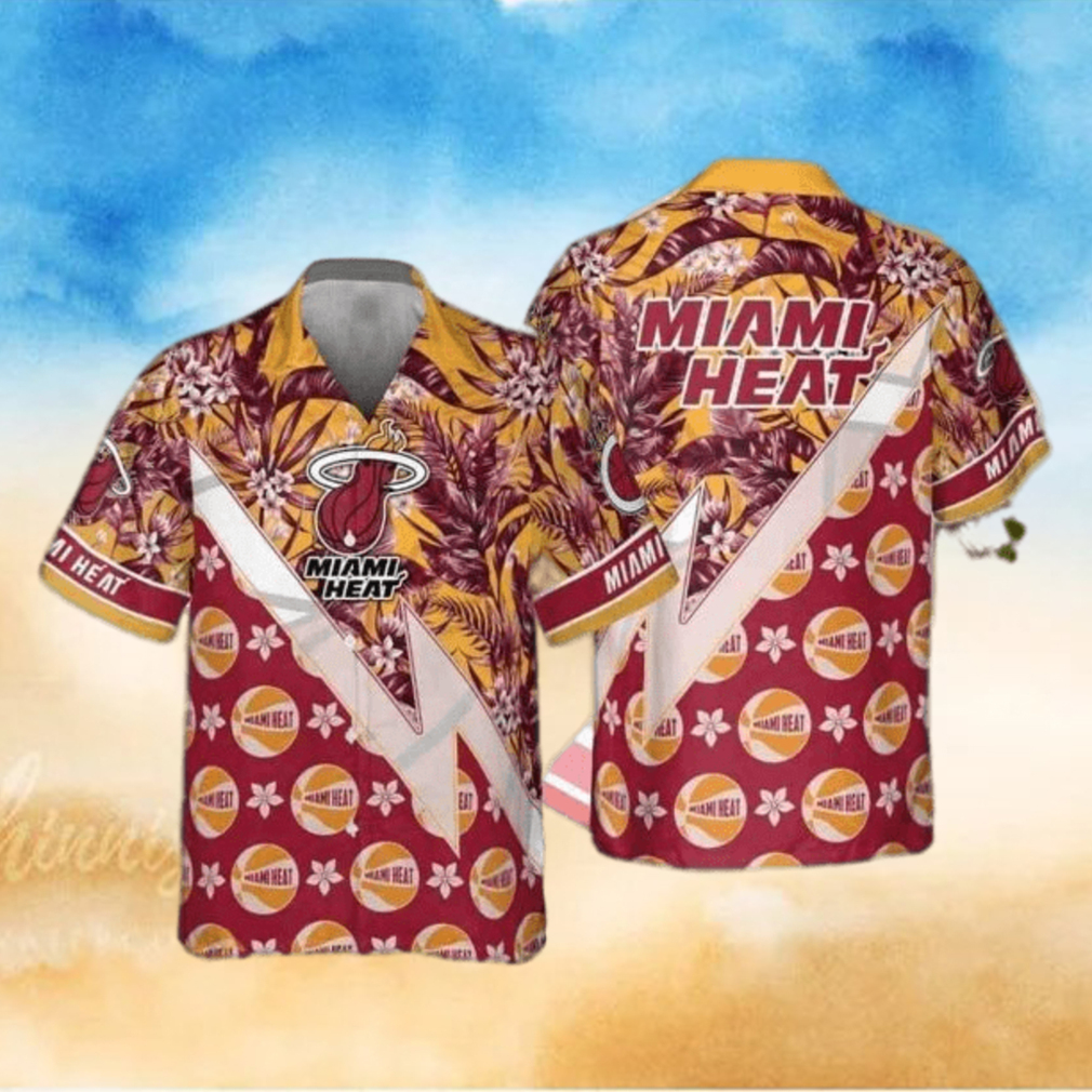 Summer Aloha Miami Heat Funny Hawaiian Shirt Tropical And Basketball Pattern Summer Aloha Miami Heat Funny Hawaiian Shirt Tropical And Basketball Pattern