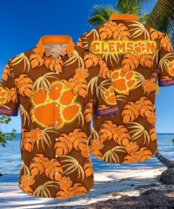 Summer Aloha NCAA Clemson Tigers Hawaiian Shirt Palm Leaves Pattern Beach Gift For Dad