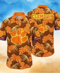 Summer Aloha NCAA Clemson Tigers Hawaiian Shirt Palm Leaves Pattern Beach Gift For Dad