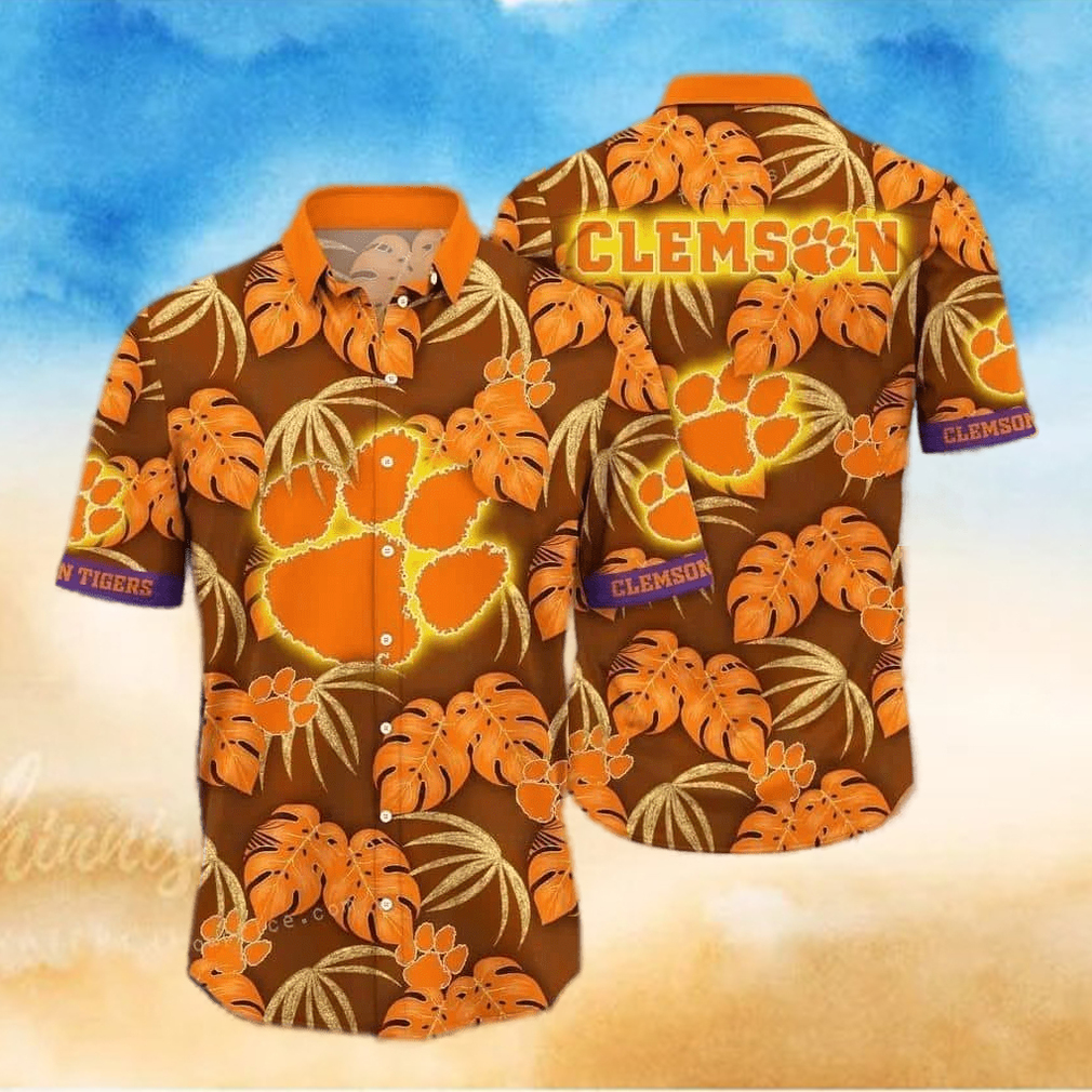 Summer Aloha NCAA Clemson Tigers Hawaiian Shirt Palm Leaves Pattern Beach Gift For Dad Summer Aloha NCAA Clemson Tigers Hawaiian Shirt Palm Leaves Pattern Beach Gift For Dad