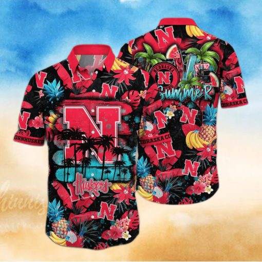 Summer Aloha NCAA Nebraska Cornhuskers Hawaiian Shirt Tropical Fruit Pattern