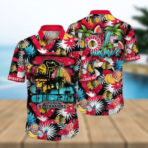 Summer Aloha NHL Chicago Blackhawks Hawaiian Shirt Tropical Fruit Pattern