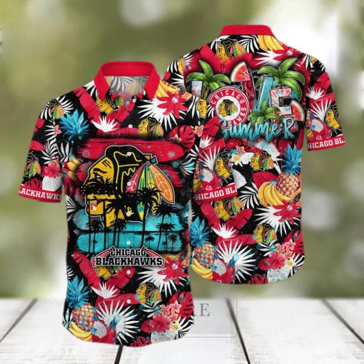 Summer Aloha NHL Chicago Blackhawks Hawaiian Shirt Tropical Fruit Pattern