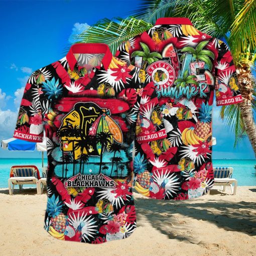Summer Aloha NHL Chicago Blackhawks Hawaiian Shirt Tropical Fruit Pattern