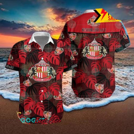 Sunderland AFC Big Logo Tropical Leaves Hawaiian Shirt And Shorts