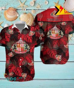 Sunderland AFC Big Logo Tropical Leaves Hawaiian Shirt And Shorts