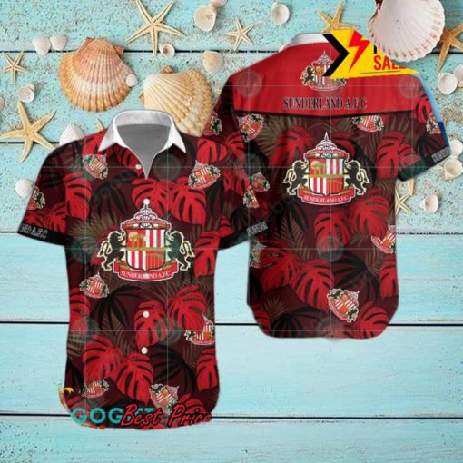 Sunderland AFC Big Logo Tropical Leaves Hawaiian Shirt And Shorts