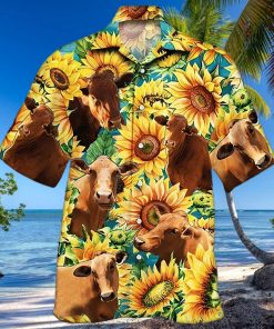 Sunflower Hawaiian Shirt Sunflower With Cow Aloha Shirt, Aloha Hawaiian Shirts