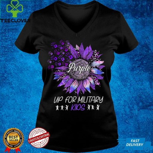 Sunflower Leopard Purple Up for Military Kids Military Child T Shirt