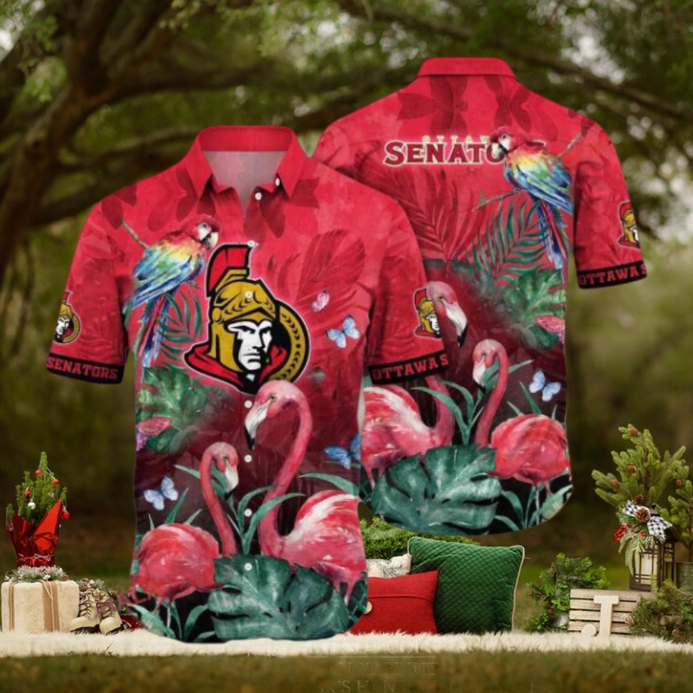 Sunscreen Themed Ottawa Senators NHL Hawaiian Aloha Shirt