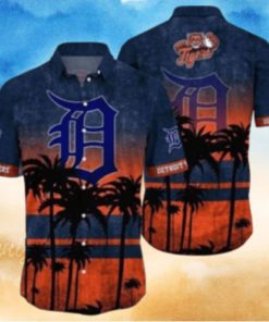 Sunset Palms Detroit Tigers Tropical Hawaiian Shirt