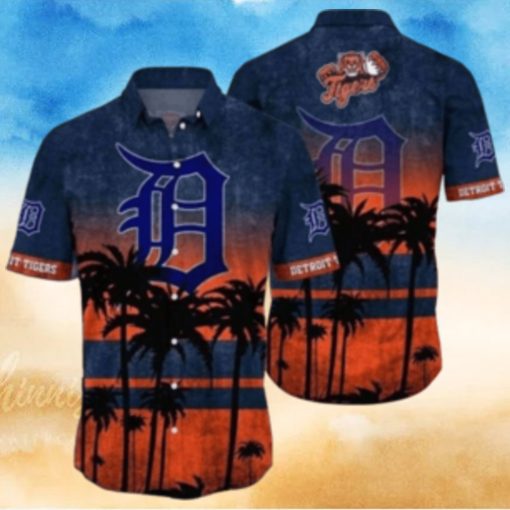 Sunset Palms Detroit Tigers Tropical Hawaiian Shirt