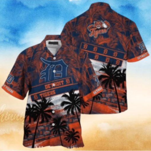 Sunset Tigers Palms And Team Logos Tropical Hawaiian Shirt