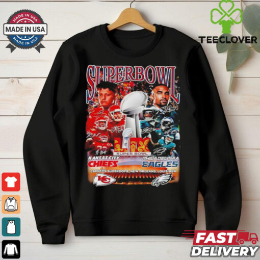 Super Bowl Kansas City Chiefs and Philadelphia Eagles signatures shirt
