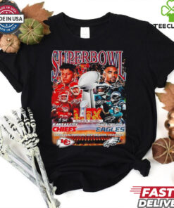 Super Bowl Kansas City Chiefs and Philadelphia Eagles signatures shirt