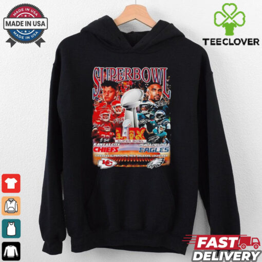 Super Bowl Kansas City Chiefs and Philadelphia Eagles signatures shirt
